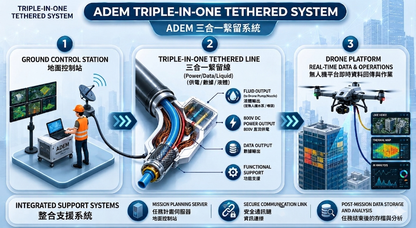 ADEM triple-in-one tether system